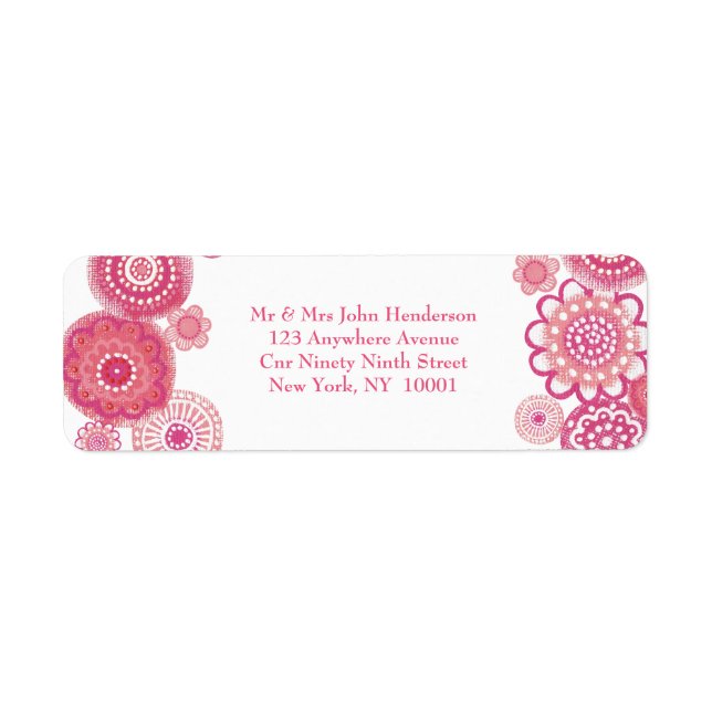 Pretty in Pink  White Floral Small Address Sticker (Front)