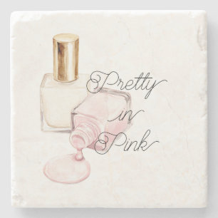 Pretty in Pink White Nail Polish Stone Coaster