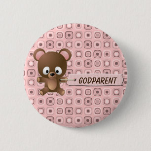 Pretty in Pink Whos Who Godparent 6 Cm Round Badge
