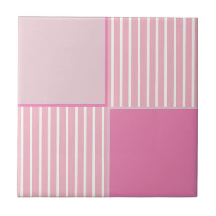 Pretty in pinks stripes and squares tile