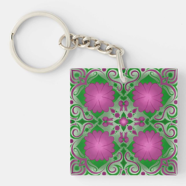 Pretty In Purple Floral Key Ring (Front)