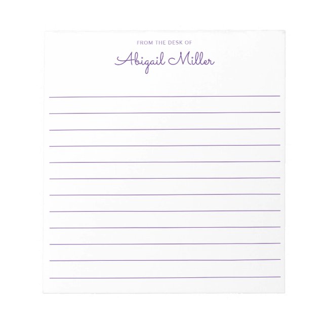 Pretty in Purple Lined Personalised  Notepad (Front)