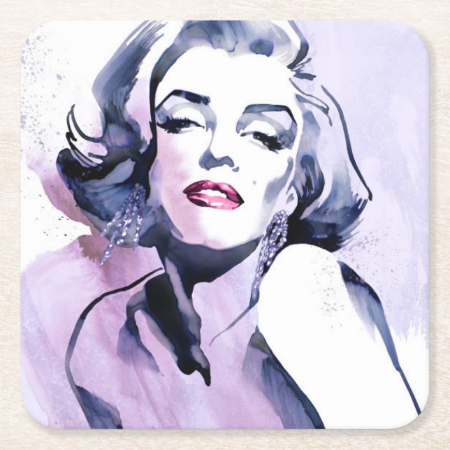 Pretty in Purple Square Paper Coaster (Front)