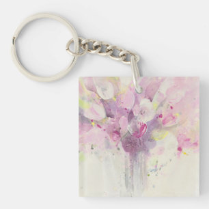 Pretty in Spring Soft Pink Bouquet Key Ring
