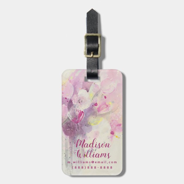 Pretty in Spring | Soft Pink Bouquet Luggage Tag (Front Vertical)