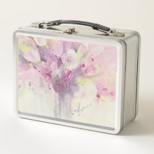 Pretty in Spring   Soft Pink Bouquet Metal Lunch Box
