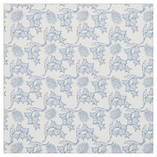 Pretty Indigo Blue Ethnic Floral Print Fabric