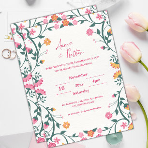 Pretty Intricate Floral Frame Wedding Invitation