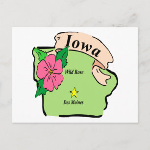 Pretty Iowa Map Postcard