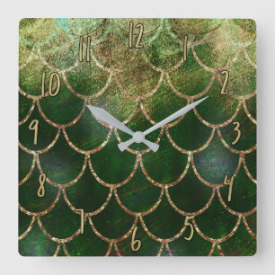 Pretty Iridescent Pearl Shimmer Mermaid Scales Square Wall Clock