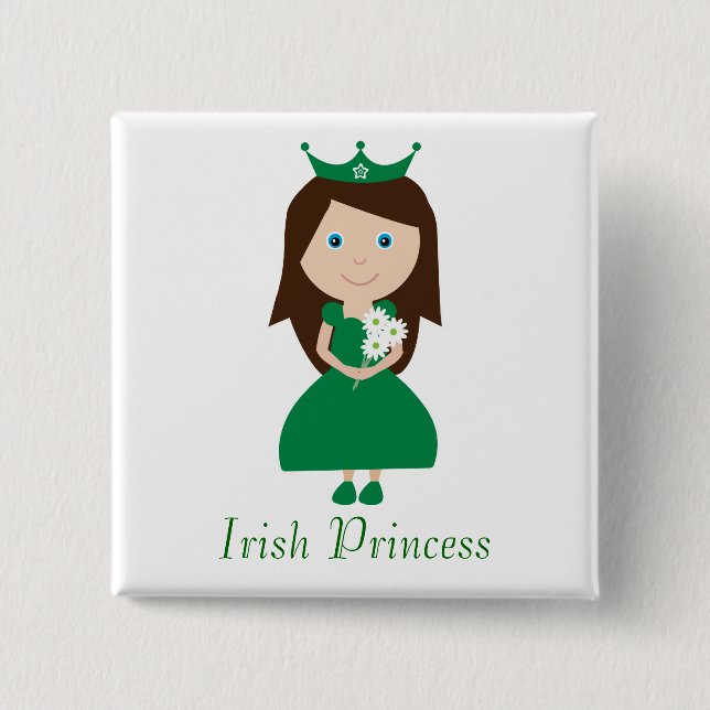 Pretty Irish Princess Cute Cartoon Character 15 Cm Square Badge (Front)