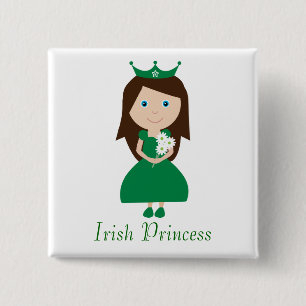 Pretty Irish Princess Cute Cartoon Character 15 Cm Square Badge