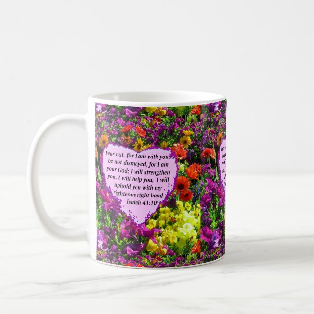 PRETTY ISAIAH 41:10 FLORAL DESIGN COFFEE MUG (Left)