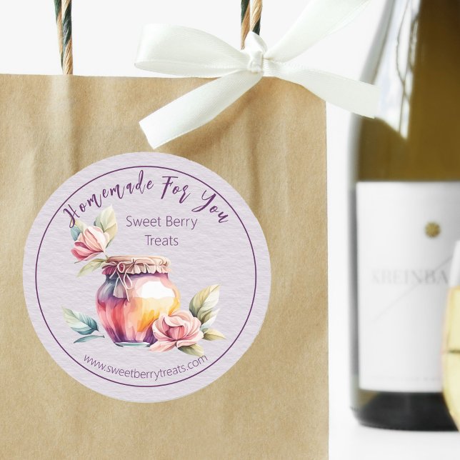 Pretty Jam Jar "Homemade For You" Business Classic Round Sticker (Creator Uploaded)