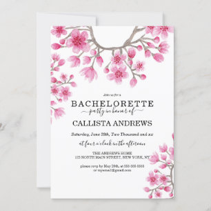 Pretty Japanese Cherry Blossom Floral Bachelorette Invitation