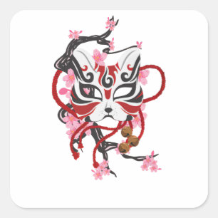 Pretty Japanese Mask Square Sticker