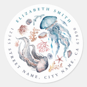 Pretty Jellyfish Round Stickers