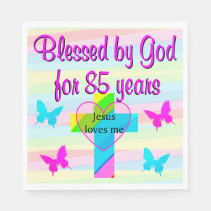 PRETTY JESUS LOVES ME 85TH BIRTHDAY NAPKINS