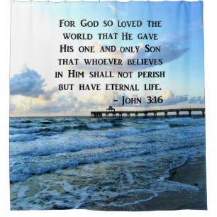 PRETTY JOHN 3:16 OCEAN PHOTO DESIGN SHOWER CURTAIN