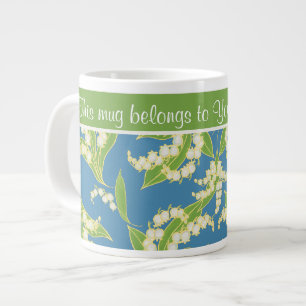 Pretty Jumbo Coffee Mug Lilies of the Valley, Blue