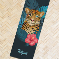 Pretty Jungle Leopard Floral Art | Blue | Name