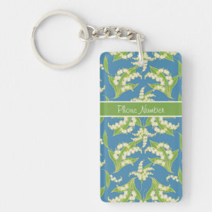 Pretty Keychain: Lilies of the Valley, Blue Key Ring