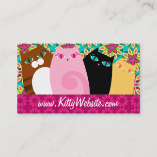 Pretty Kitties on Floral Business Card