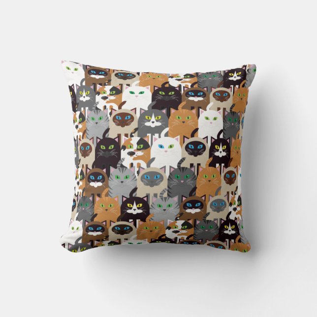 Pretty Kitties Throw Pillow (Front)