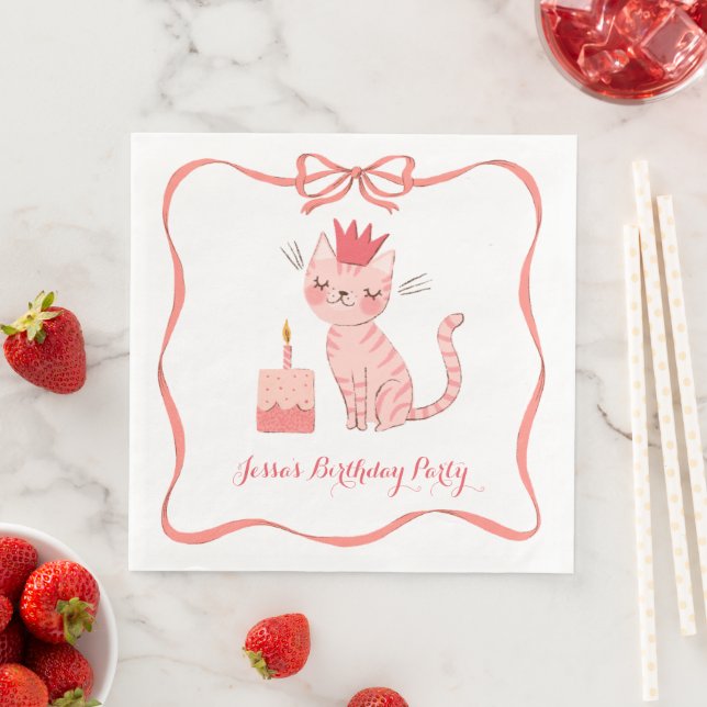 Pretty Kitty Birthday Napkin (Insitu)
