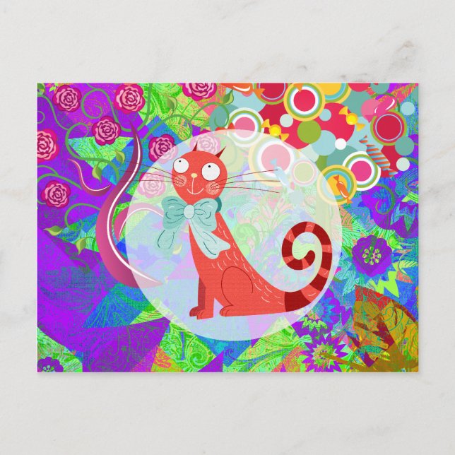 Pretty Kitty Crazy Cat Lady Gifts Vibrant Colourfu Postcard (Front)
