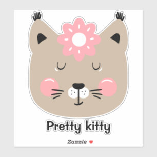 Pretty kitty napping pink flower personalise