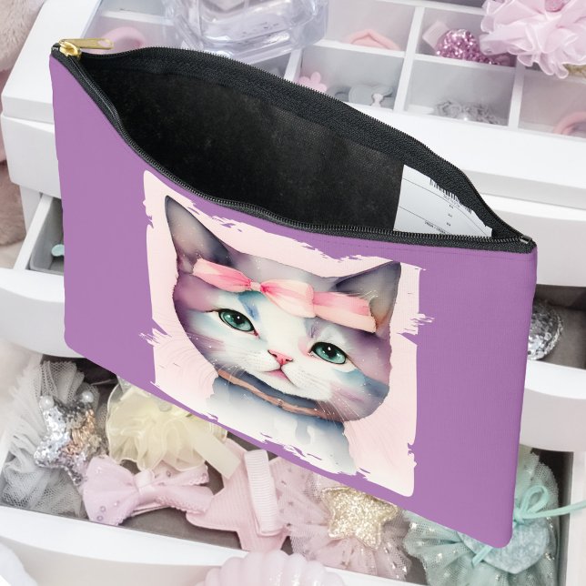 Pretty Kitty With Pink Bow Accessory Pouch (Creator Uploaded)