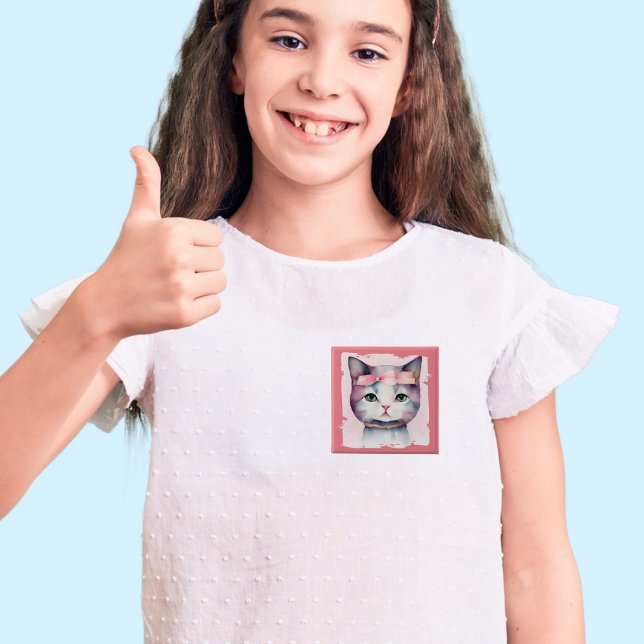 Pretty Kitty With Pink Bow Button (Creator Uploaded)