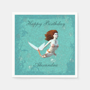 Pretty Koi Mermaid Swimming Underwater Napkin