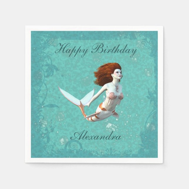 Pretty Koi Mermaid Swimming Underwater Napkin (Front)