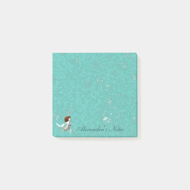 Pretty Koi Mermaid Swimming Underwater Post-it Notes (Front)
