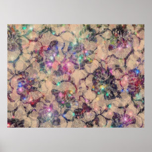 Pretty Lace Roses Poster