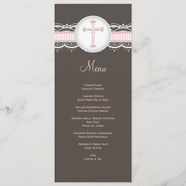 Pretty Lace w Cross Religious Celebration Menu (Front)