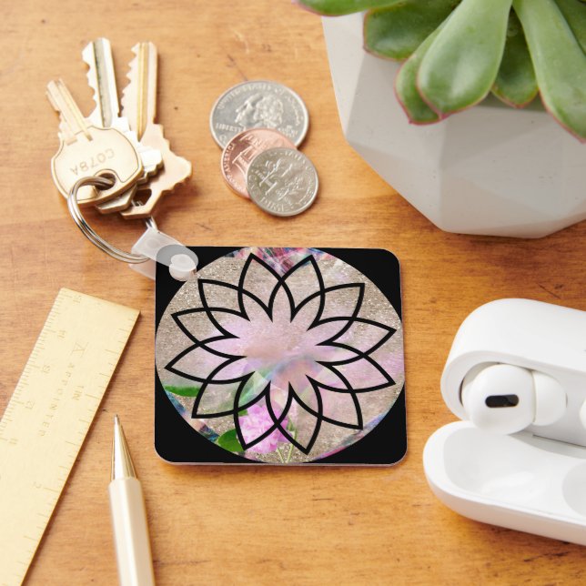Pretty Ladies Stylish Pink Lotus Flower  Key Ring (Desk)