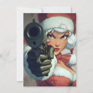Pretty Lady has a Gun Christmas Cards