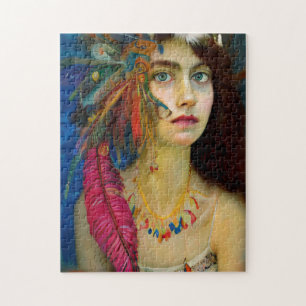 PRETTY LADY INDIAN DRESS ART JIGSAW PUZZLE