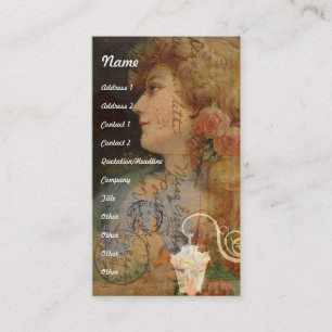 Pretty Lady Vintage Digital Collage Business Card