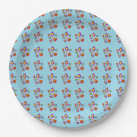 Pretty Ladybug and Flowers Light Blue Pattern