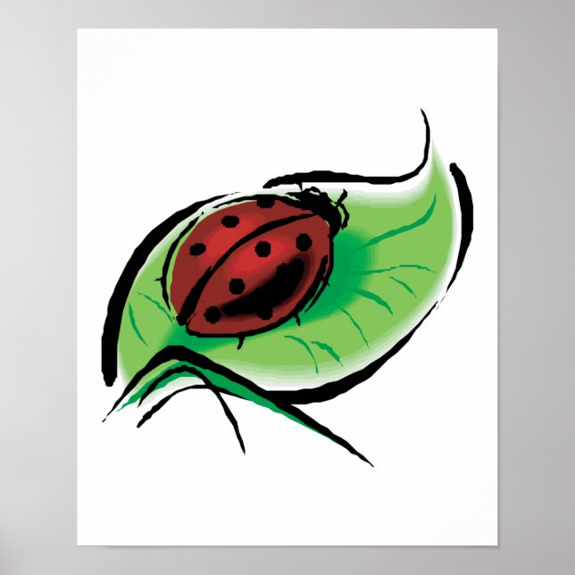 pretty ladybug on leaf poster (Front)
