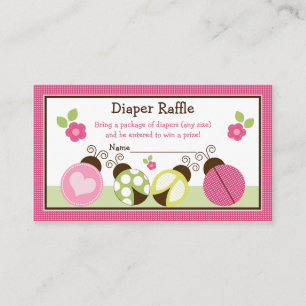 Pretty Ladybugs & Flowers Diaper Raffle Tickets Enclosure Card