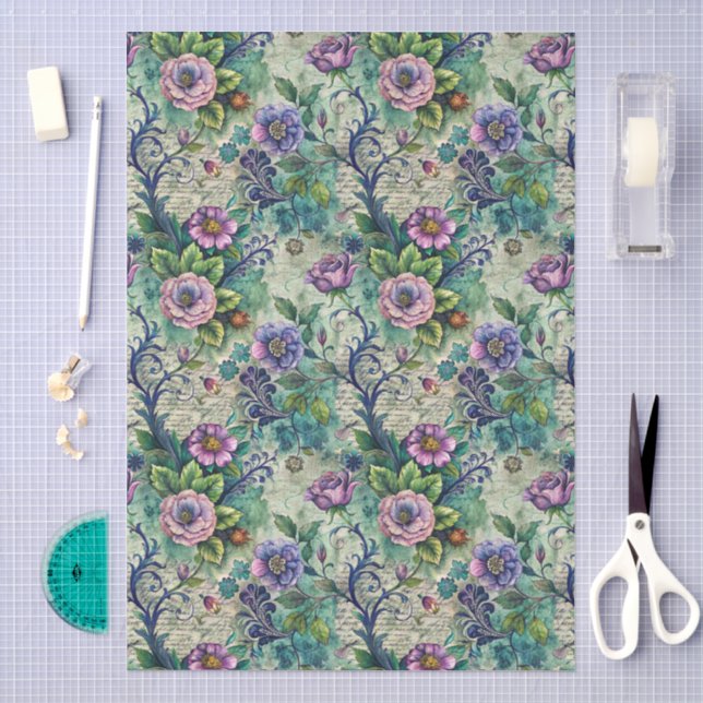 Pretty Large Floral Seamless Damask Pattern Tissue Paper (Craft)