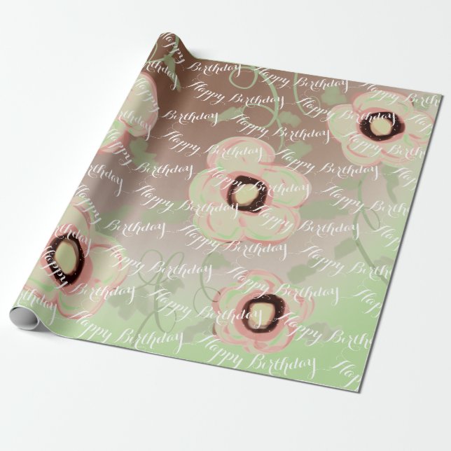 Pretty Large Flowered Gift Wrap (Unrolled)