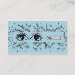 Pretty Lashes Modern Blue Minimalist Eye Illustrat Referral Card