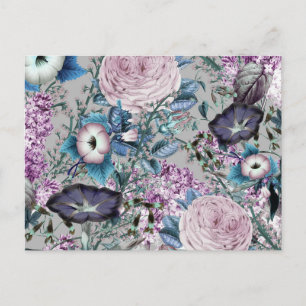 Pretty Lavender Botanical Floral Pattern Postcard