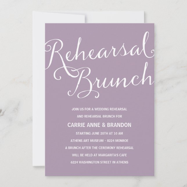 Pretty Lavender | Calligraphy Rehearsal Brunch Invitation (Front)